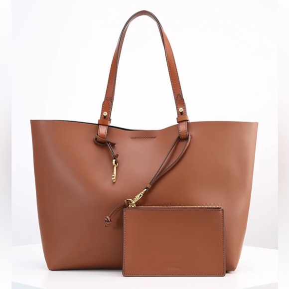 Fossil RACHEL - Handbag Shoulder- Elegant Brown Leather Tote Bag - Picture 2 of 10